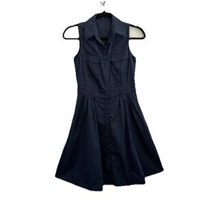 Roberto Verino Fit And Flare Collared Shirt Dress Navy Blue Size 6